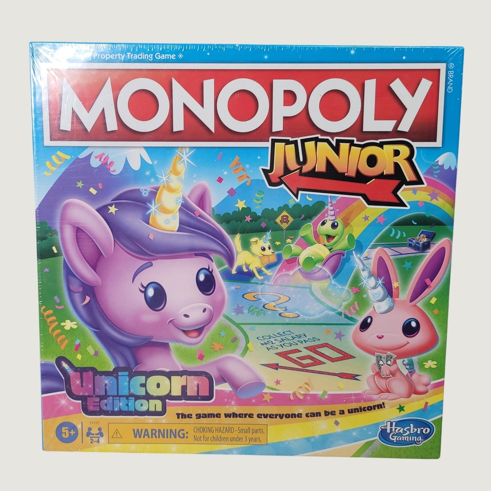 Hasbro Monopoly Junior Unicorn Edition Board Game Kids F1717 New Sealed